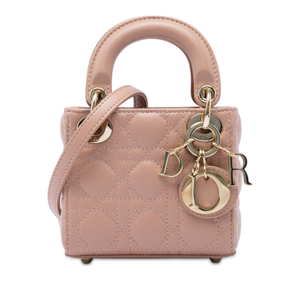 Pre-Loved Dior Micro Lambskin Cannage Lady Dior